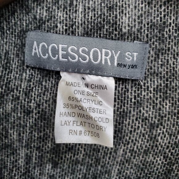 Womens One Size Cardigan Vest Waterfall Open Front Striped Fringe Hem Gray Black - Picture 5 of 13